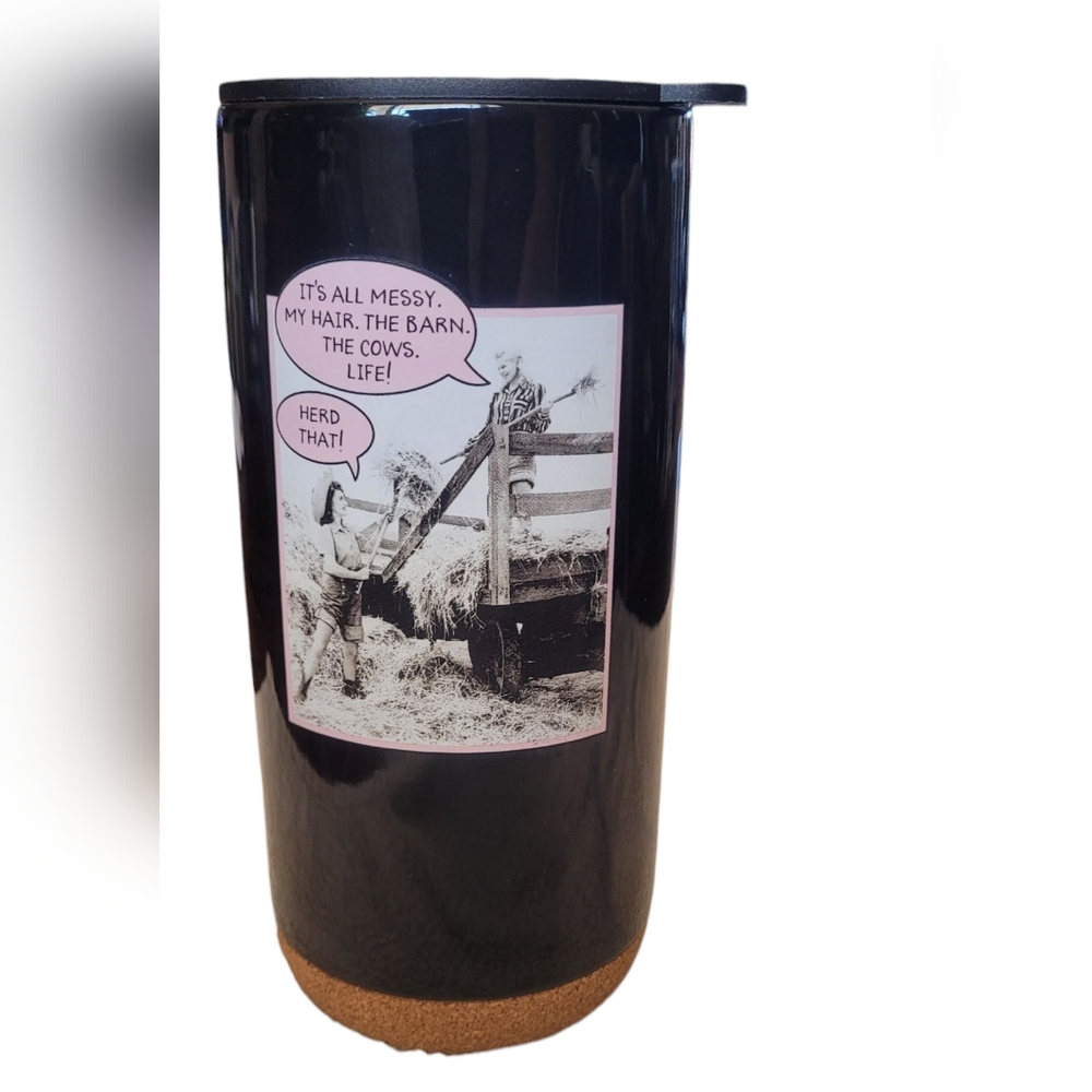 Black Ceramic Tumbler with Funny Print